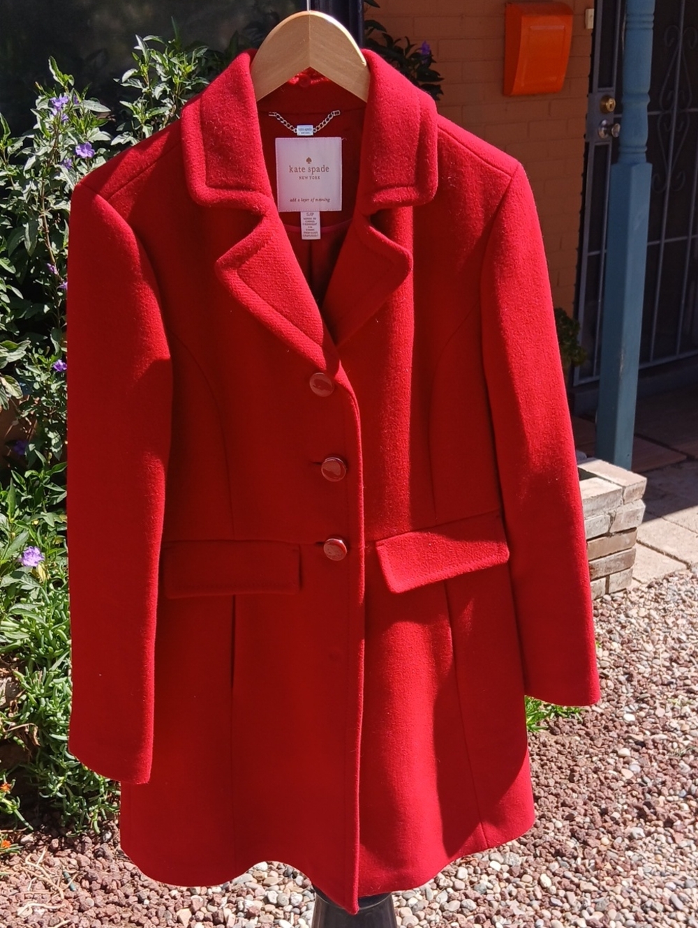 kate spade Vibrant Red Wool Tailored Pea Coat